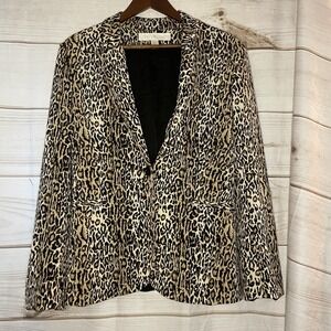 Boston‎ Proper Leopard Print Blazer Jacket Women's Size 12 Animal Print